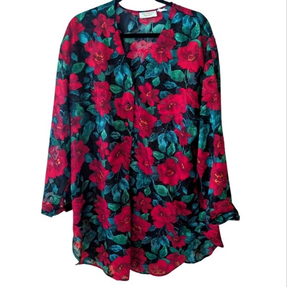 Vintage 90s Victoria's Secret Gold Label Floral Burnout Nightgown Size Large - Picture 1 of 8